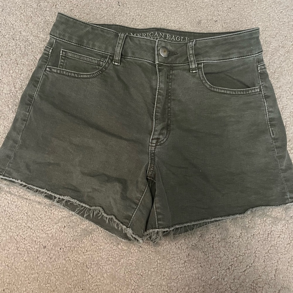 American Eagle olive green denim shorts